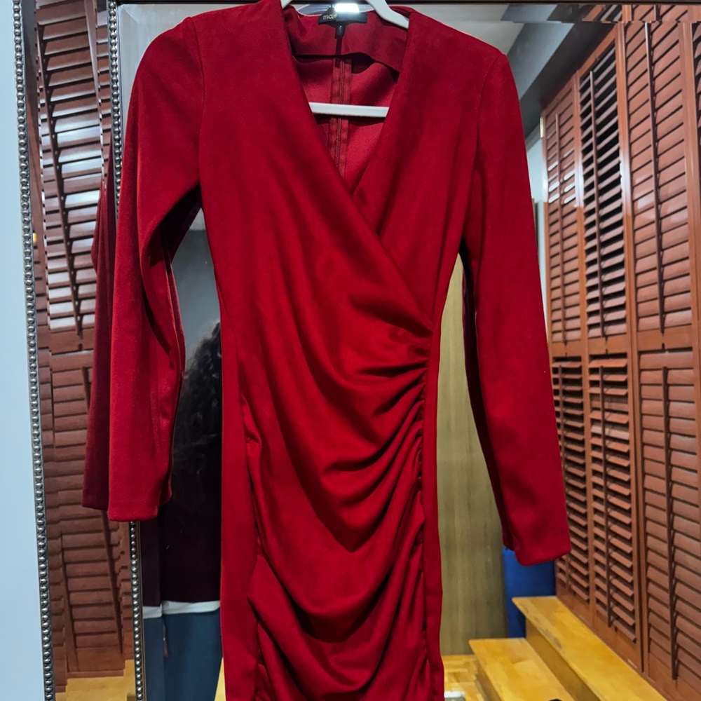 Maje Vibrant Red Long Sleeve Dress
